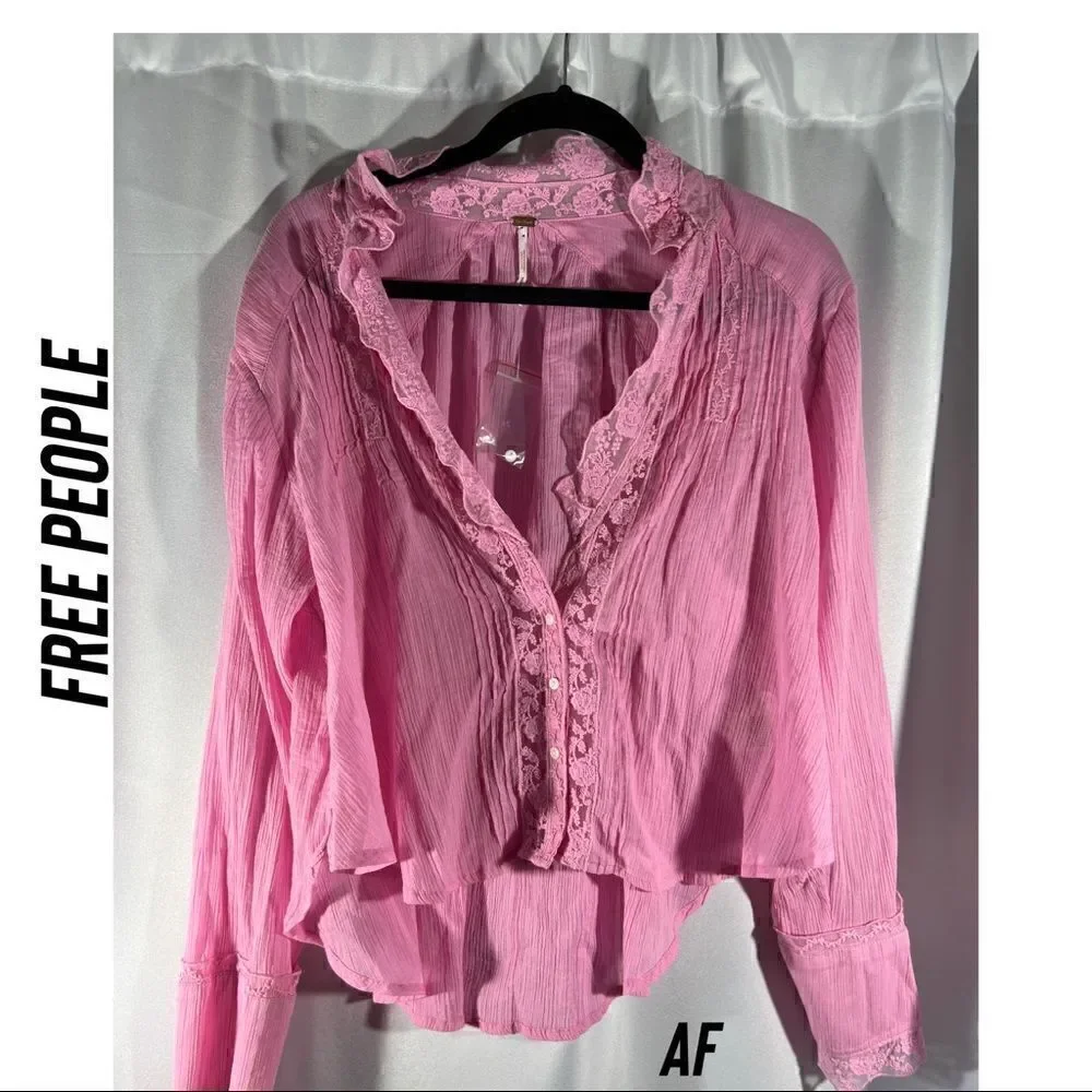 FREE PEOPLE CLEMANCE TOP PINK SMALL NEW